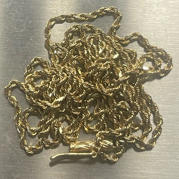 Jewelry - 14k yellow Gold diamond cut Rope Chain Necklace 30”